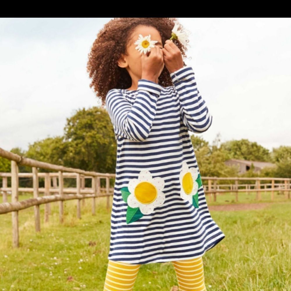 NEW Long Sleeve Dress Floral Applique